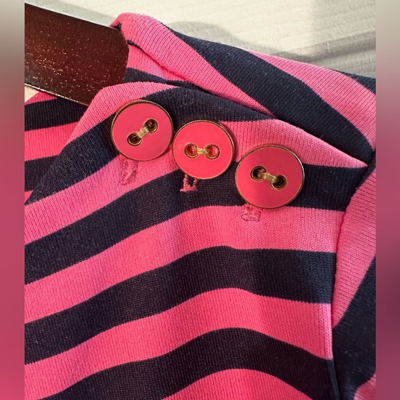 J. McLaughlin XS Pink Navy Striped Wavesong Catalina Cloth Nautical Boat Neck - Picture 3 of 8